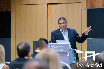 Nehal Patel speaking at an EU trade commission organised