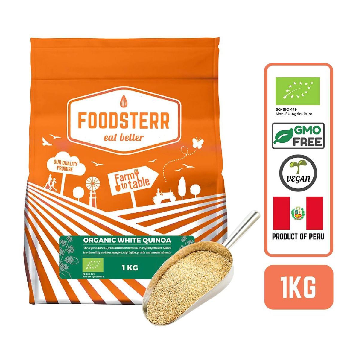 Organic White Quinoa, 1KG - Foodsterr PTE LTD