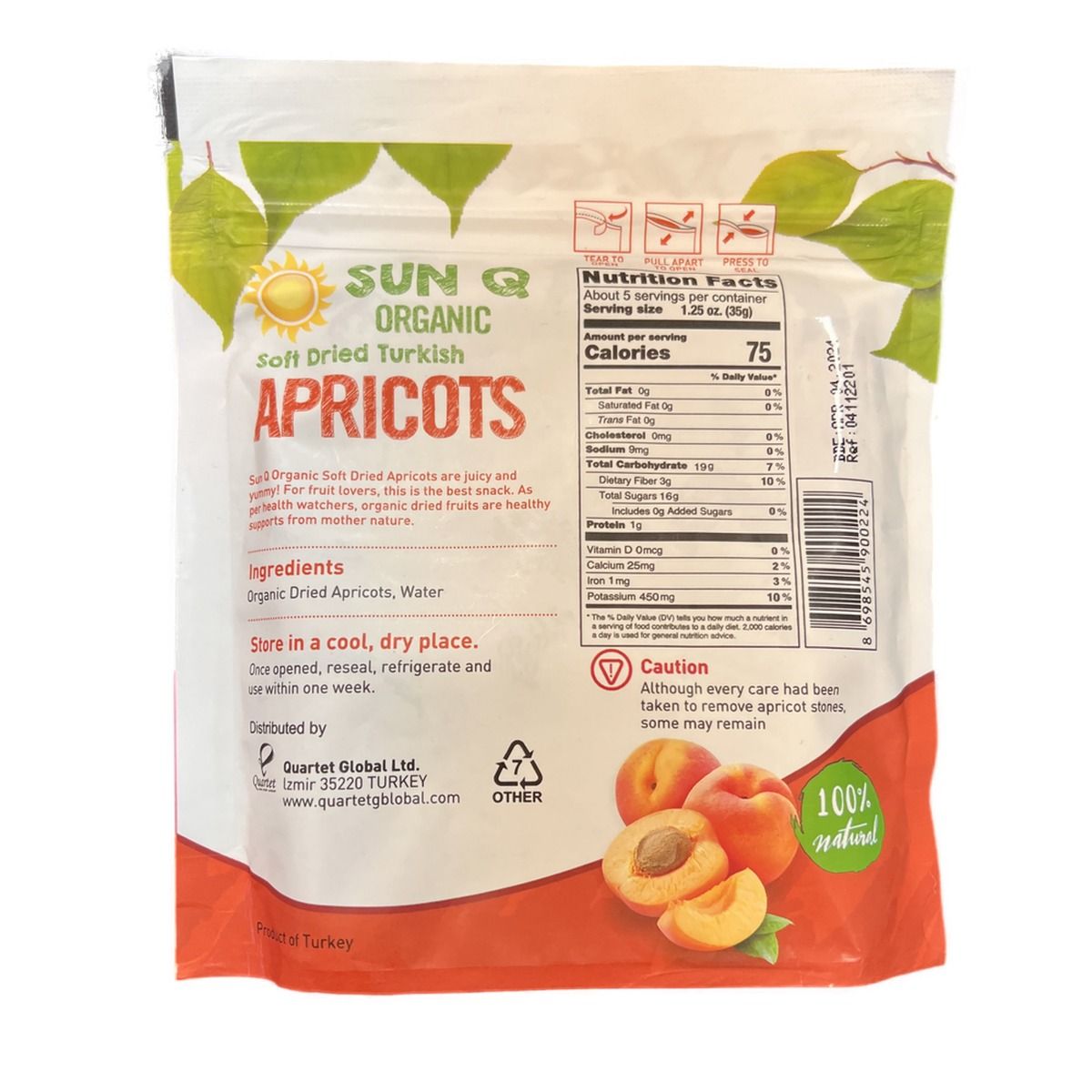 SunQ Organic Soft Dried Apricots, 170g - Foodsterr PTE LTD