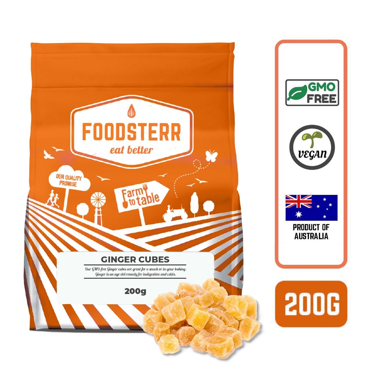 Ginger Cubes (Australia - candied Ginger) - Foodsterr PTE LTD