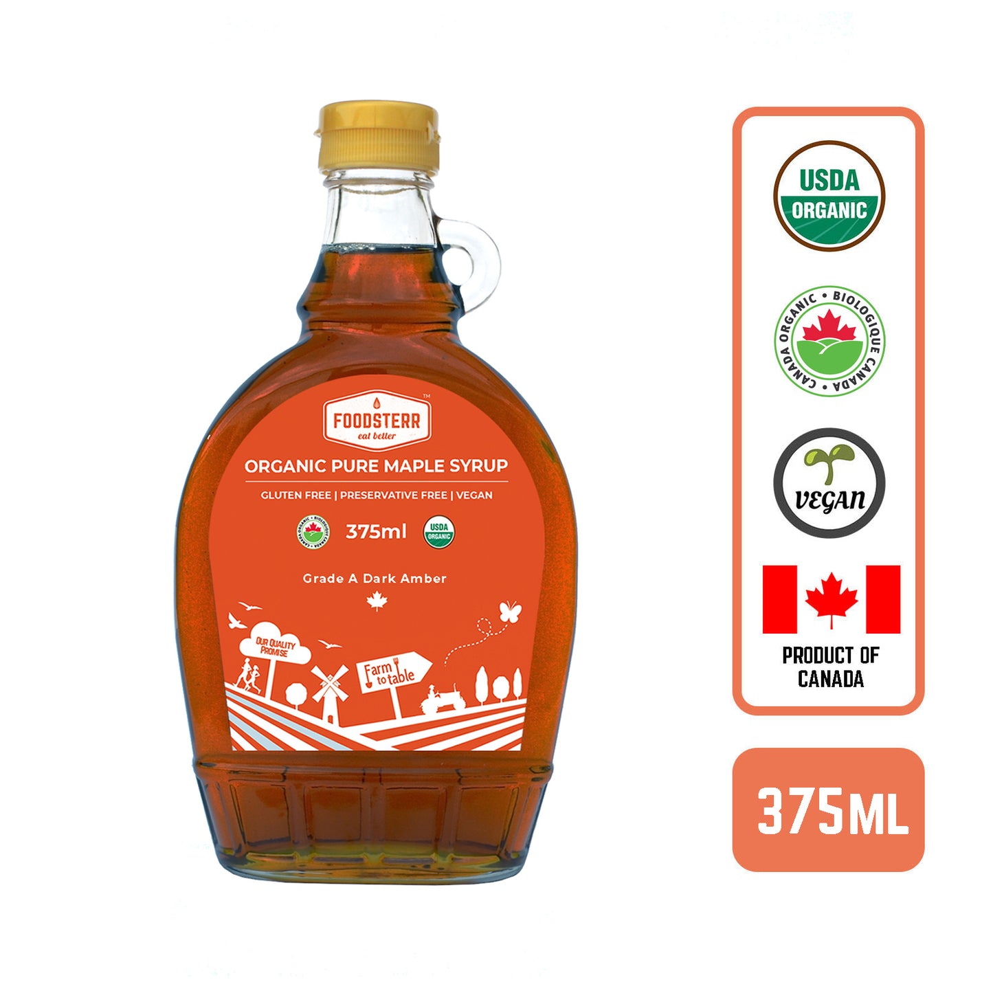 Foodsterr Organic Maple Syrup, 375ml - Foodsterr PTE LTD