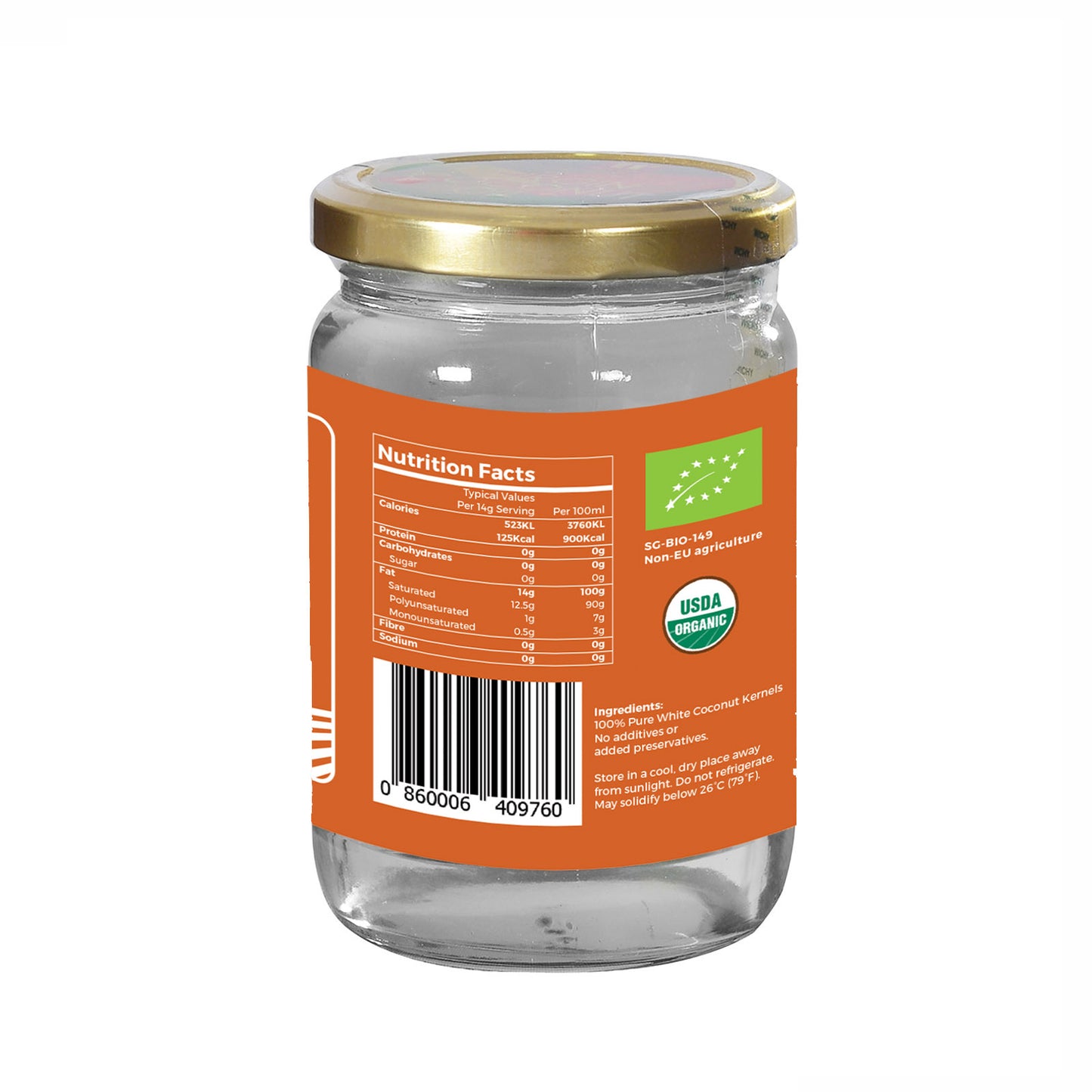 Foodsterr Organic Coconut Oil - Virgin Cold Pressed, 500ml (12 Btl) - Foodsterr PTE LTD