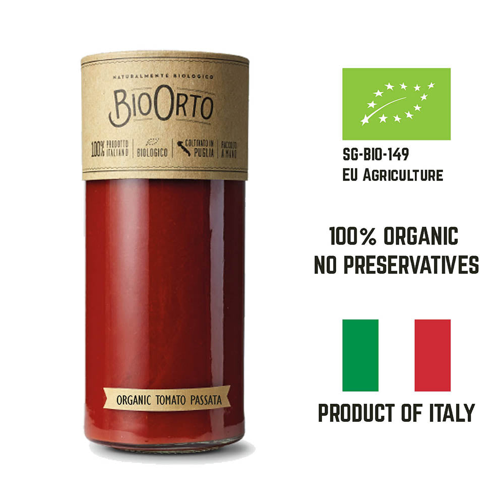 BioOrto Organic Tomato Passata Sauce with Lycopene, 520G - Foodsterr PTE LTD