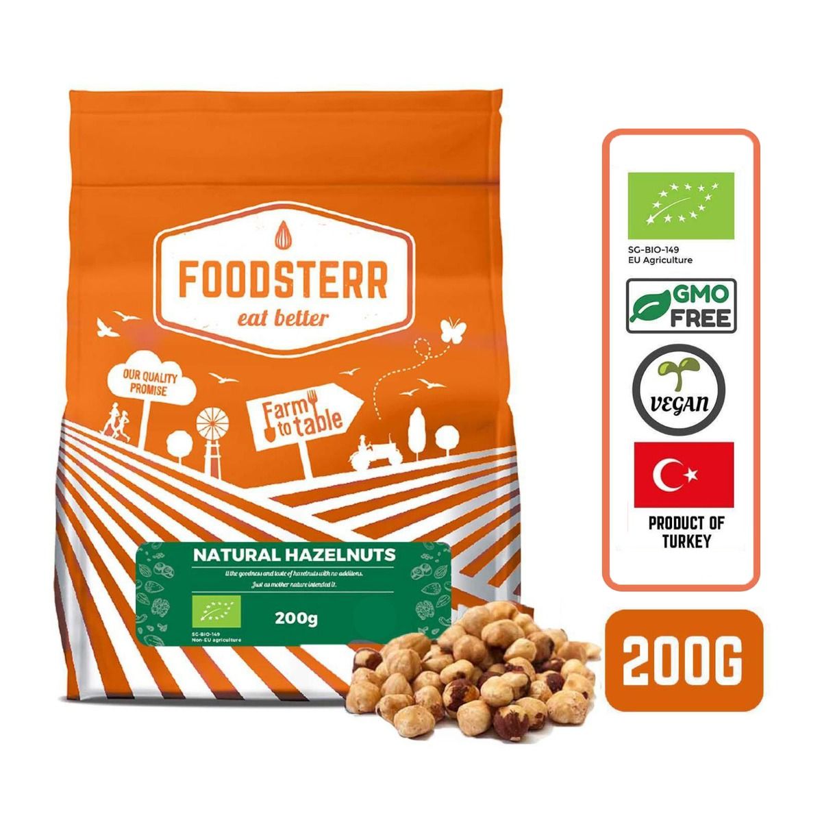 Foodsterr Organic Turkish Roasted Hazelnuts, 200g - Foodsterr PTE LTD