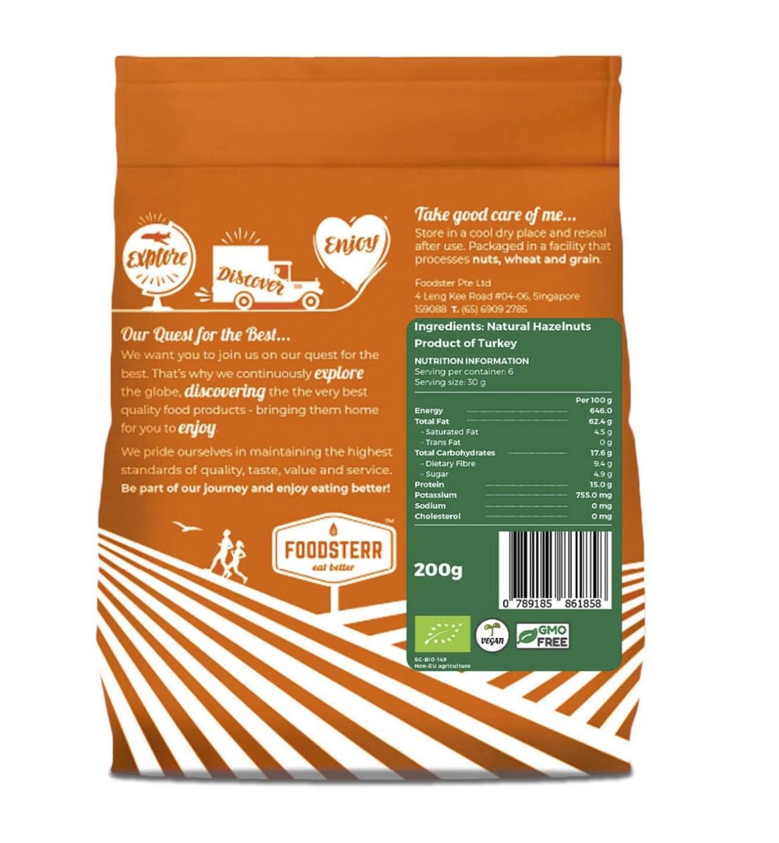 Foodsterr Organic Turkish Roasted Hazelnuts, 200g - Foodsterr PTE LTD