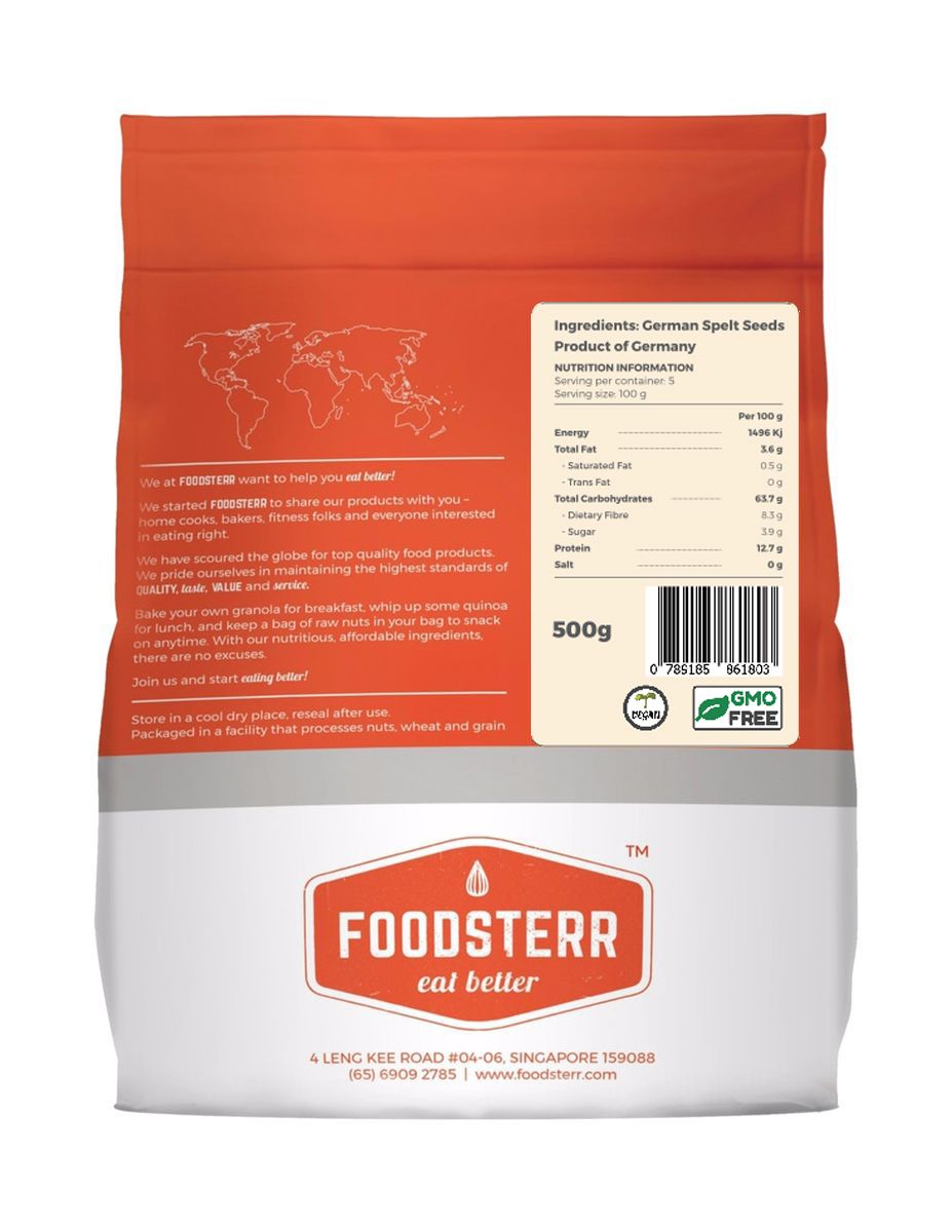 Foodsterr Wholemeal Spelt, 500g - Foodsterr PTE LTD