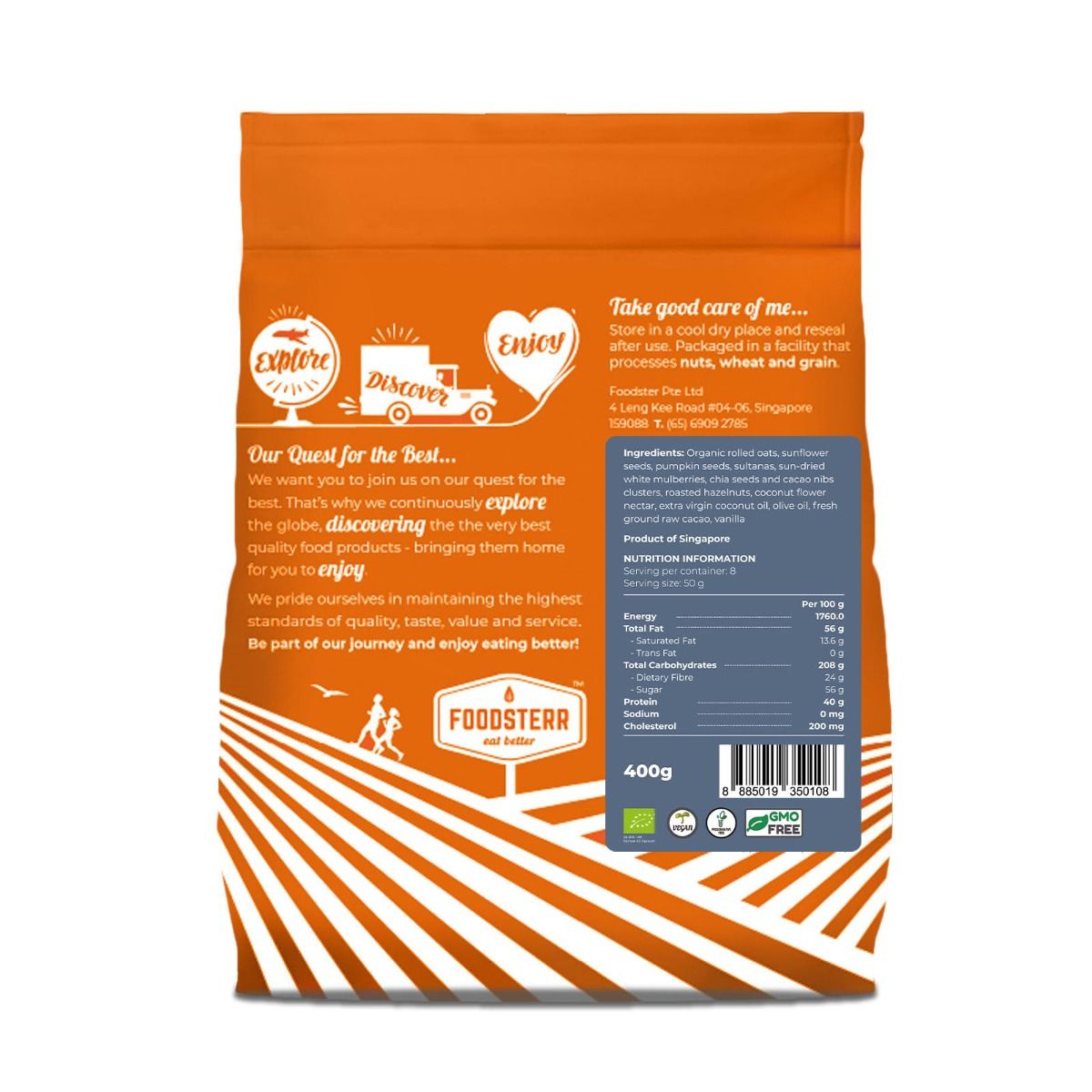 Foodsterr Organic Dark Chocolate Hazelnut Granola 400g - Foodsterr PTE LTD