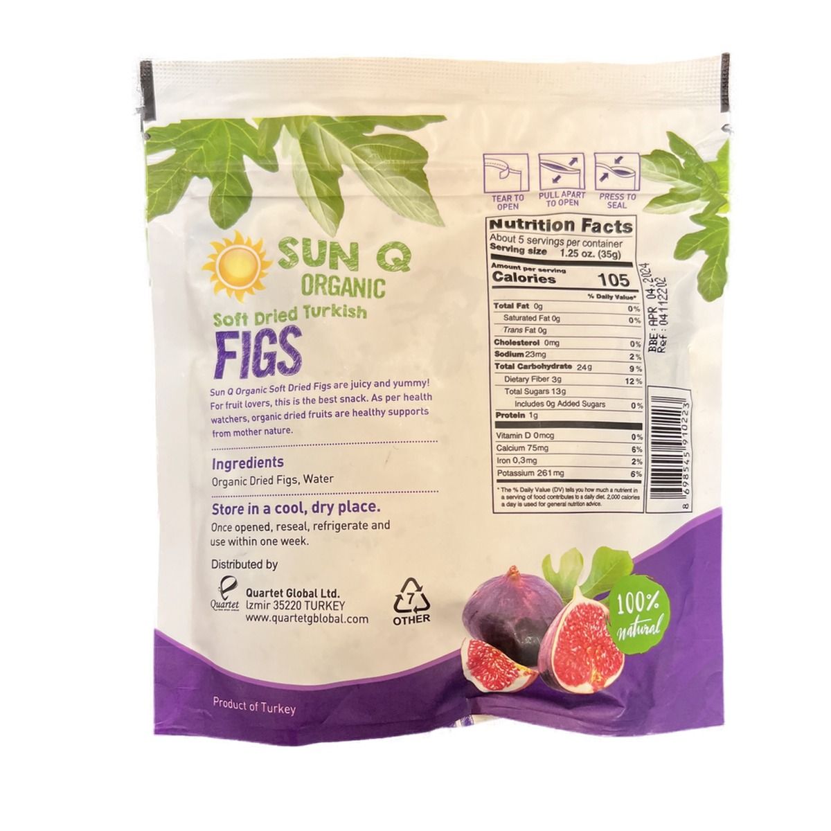 SunQ Organic Soft Dried Figs, 170g - Foodsterr PTE LTD