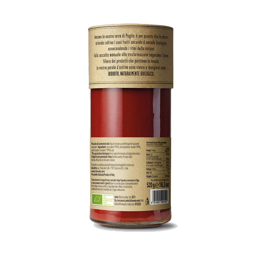 BioOrto Organic Tomato Passata Sauce with Lycopene, 520G - Foodsterr PTE LTD
