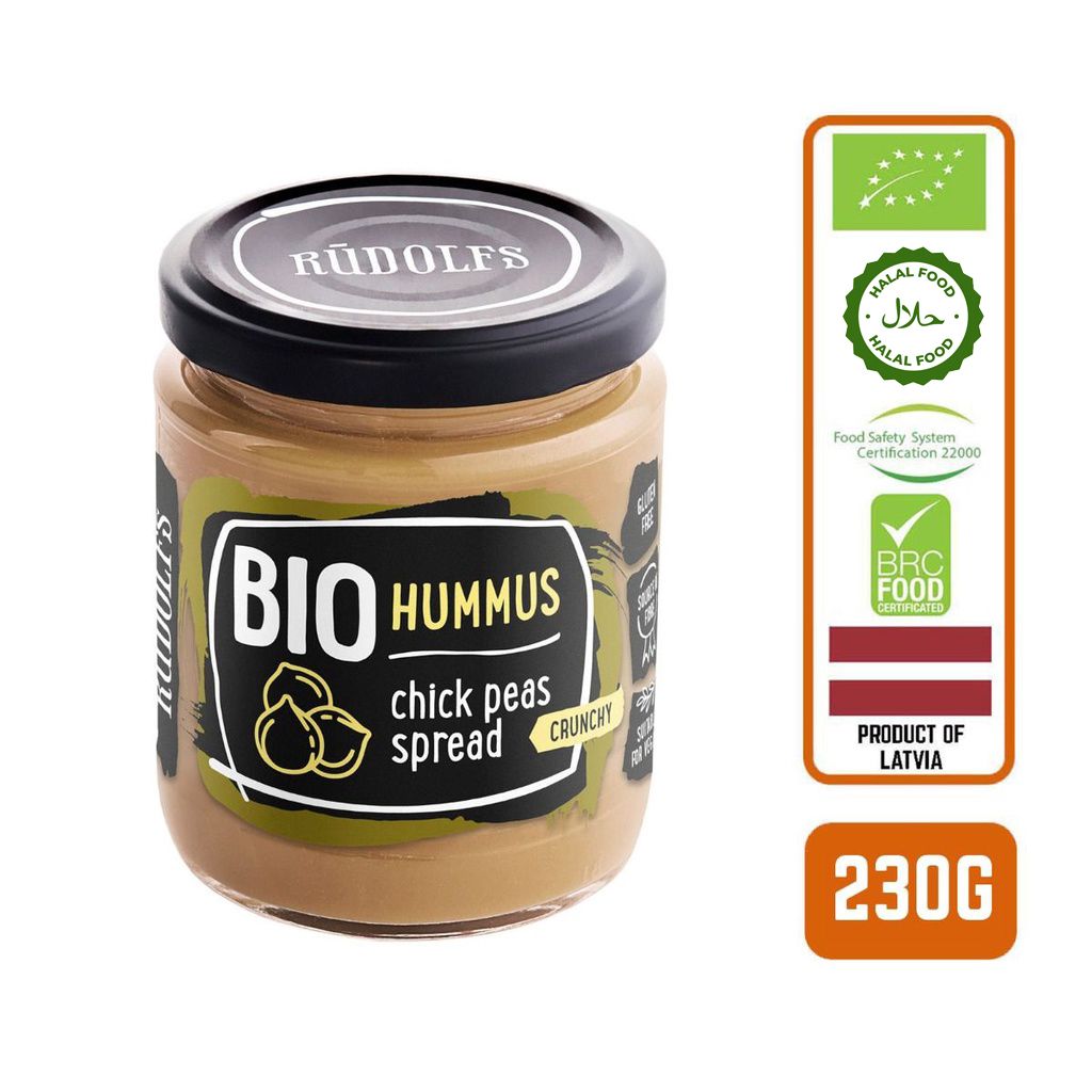 Rudolfs Organic Crunchy Hummus Vegetable Spread, 230g - Foodsterr PTE LTD