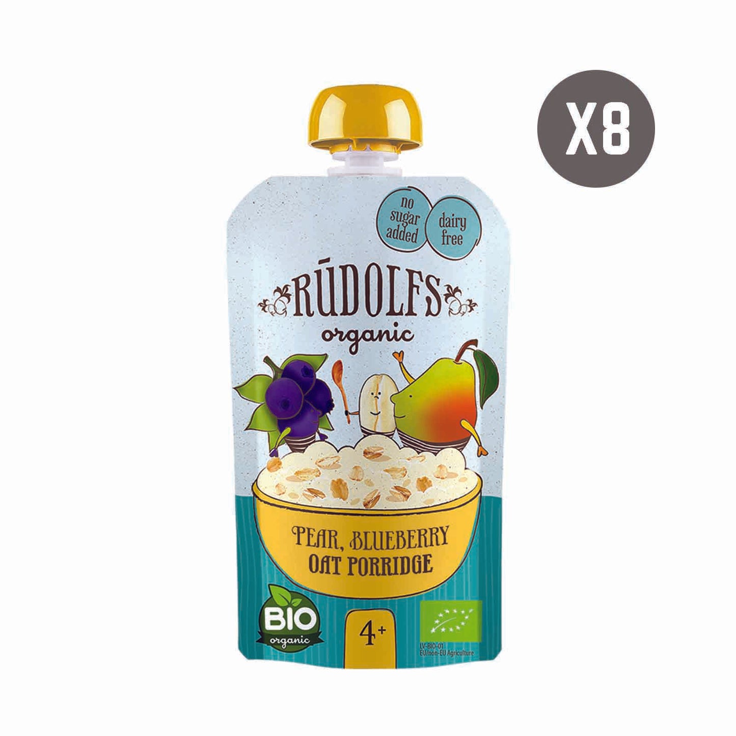 Rudolfs Baby Organic Pear Blueberry Oat Porridge 4+ Months (8 pcs) - Foodsterr PTE LTD