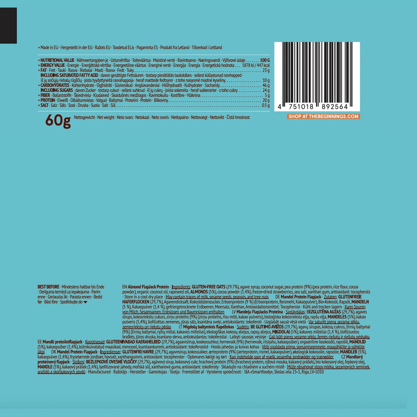 The Beginnings FlapJack Protein Almond Bar 60g