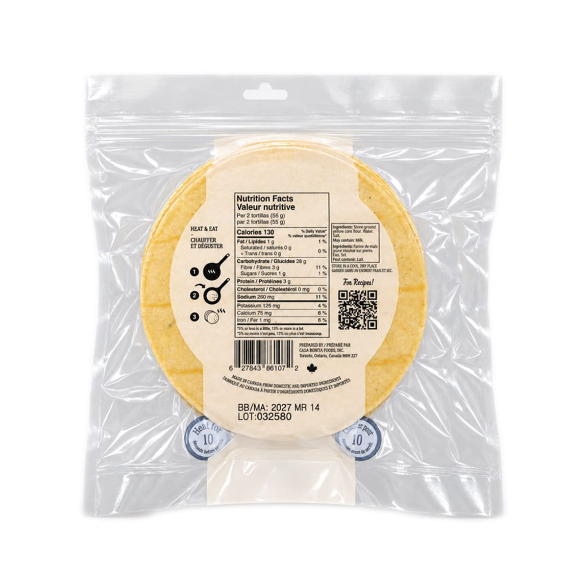 Casa Bonita Soft Yellow Corn Tortillas 450g