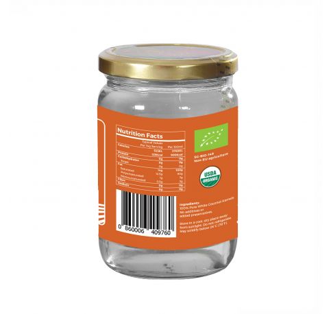 Foodsterr Organic Coconut Oil - Virgin Cold Pressed, 500ml - Foodsterr PTE LTD