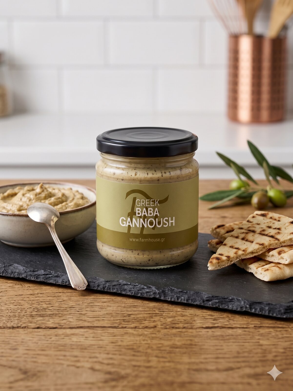 Farmhouse Greek Babaganoush. GMO & Preservative Free, 180g
