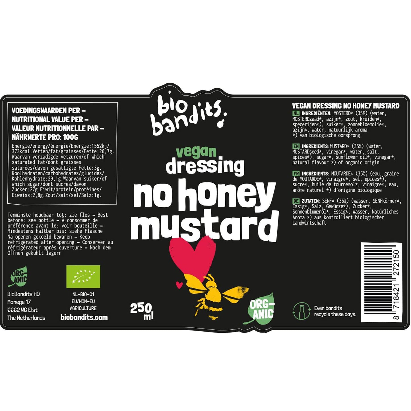 BioBandits Organic No-Honey Mustard Dressing, 250ml