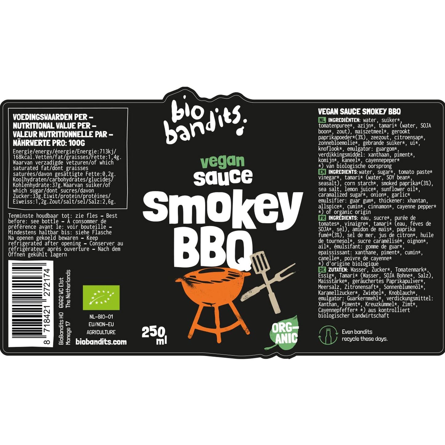 BioBandits Organic Smokey BBQ Sauce, 250ml