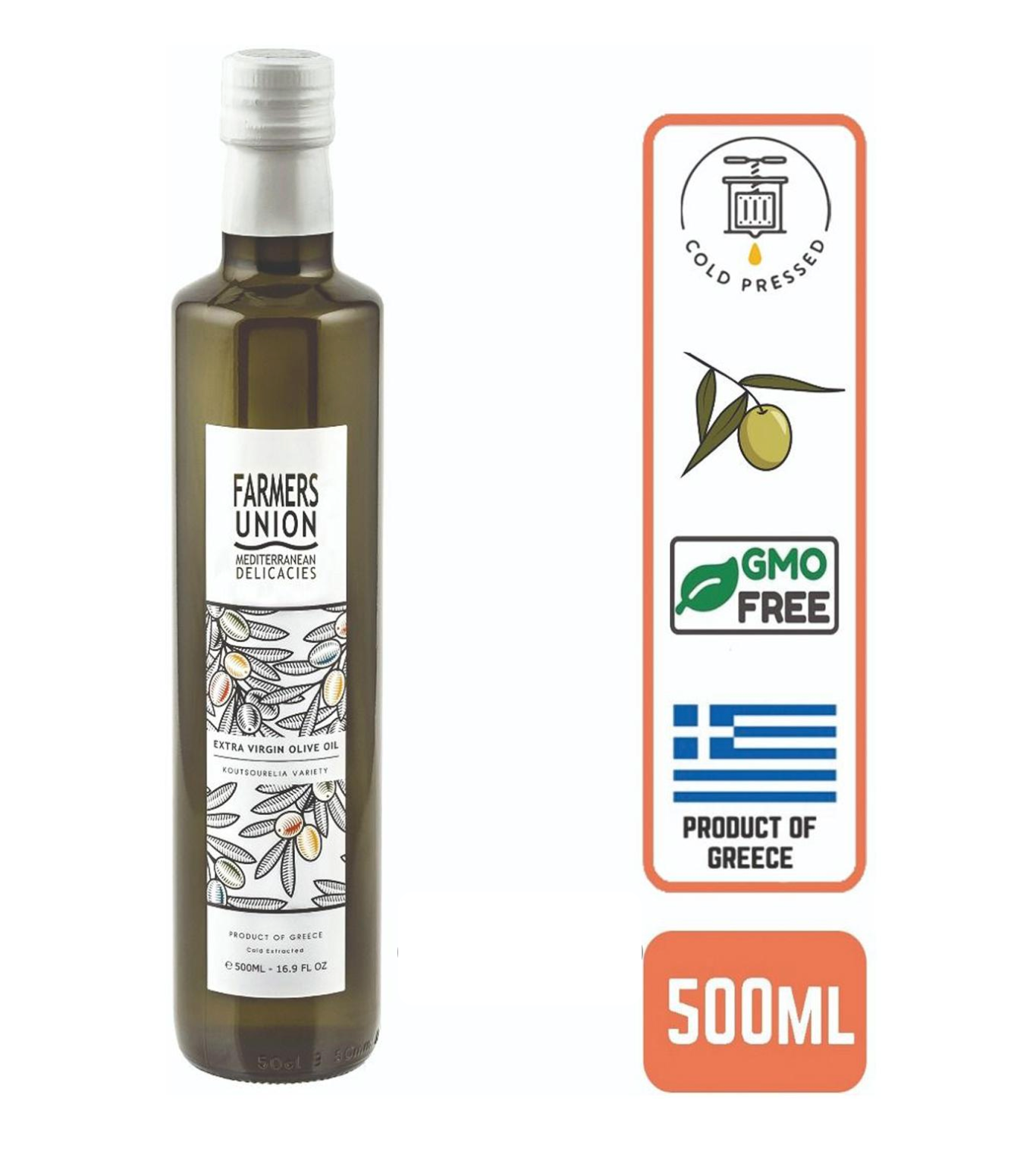 Farmers Union Extra Virgin Olive Oil Cold Pressed, 500ml (12pc/case) - Conventional - Foodsterr PTE LTD