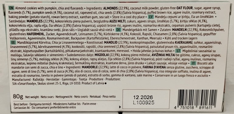The Beginnings Almond Cookies with Pumpkin, Chia & Flax seeds, 80 g
