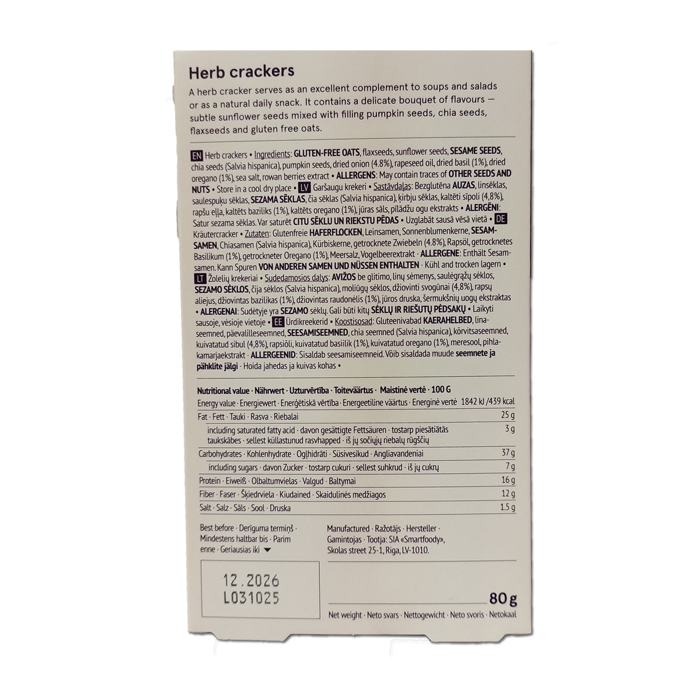 The Beginnings Herb Seed Crackers, 80 g