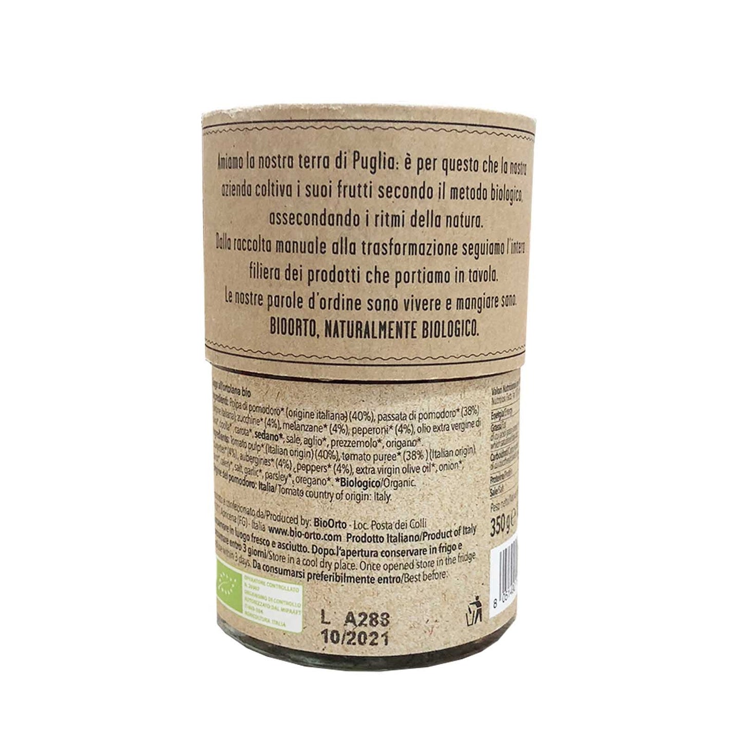 BioOrto Organic Pasta Sauce - Ortolana with Vegetables, 350G - Foodsterr PTE LTD