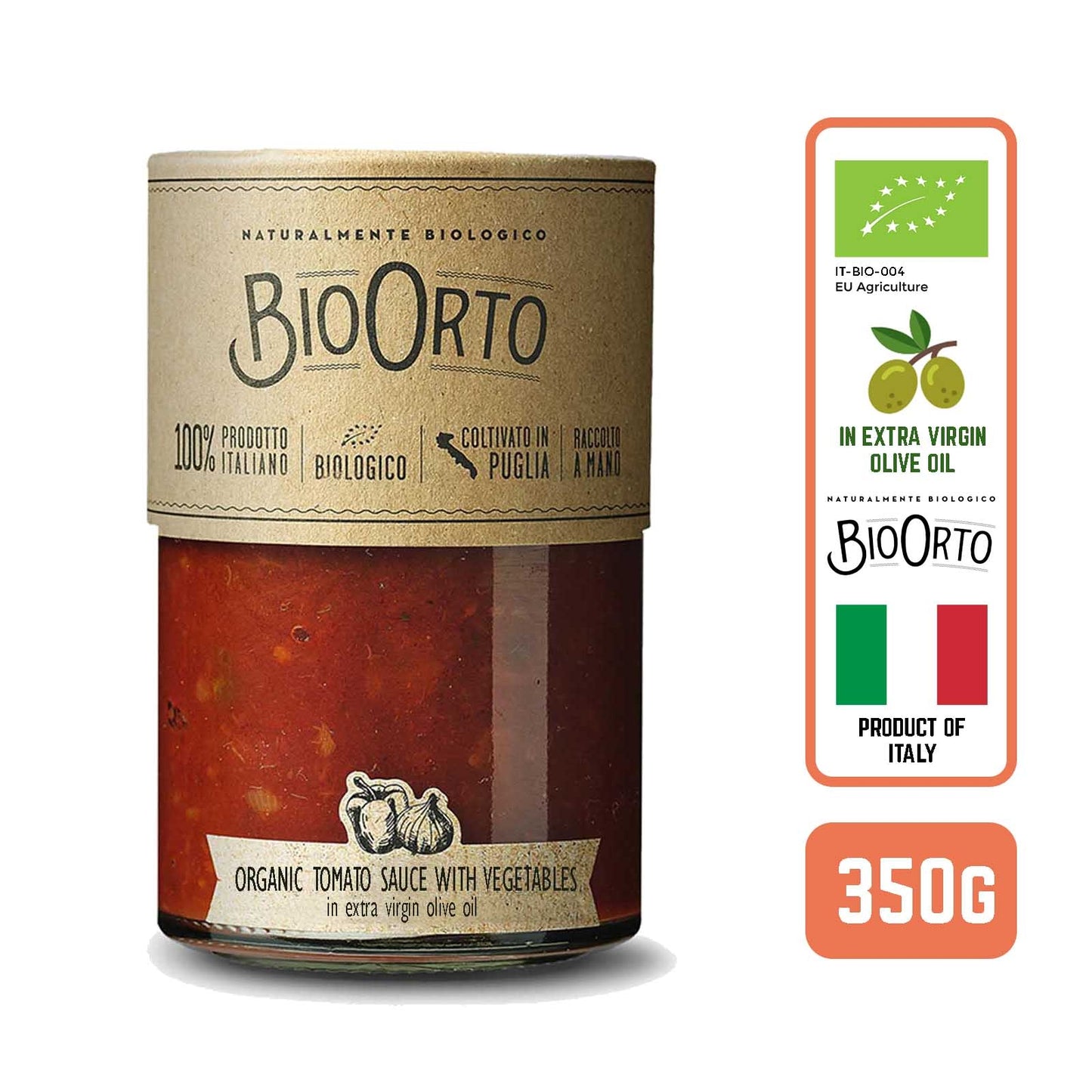 BioOrto Organic Pasta Sauce - Ortolana with Vegetables, 350G - Foodsterr PTE LTD