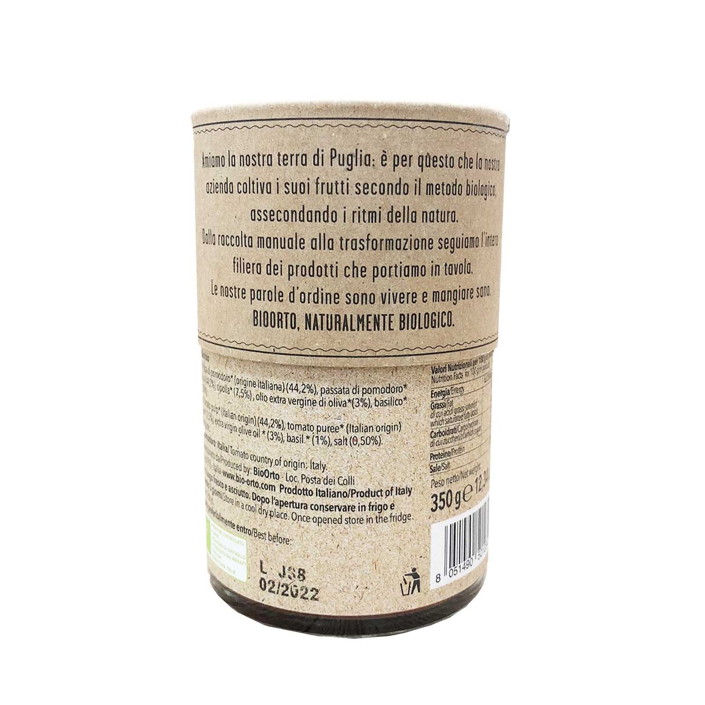 BioOrto Organic Pasta Sauce - Tomato & Basil , 350G - Foodsterr PTE LTD