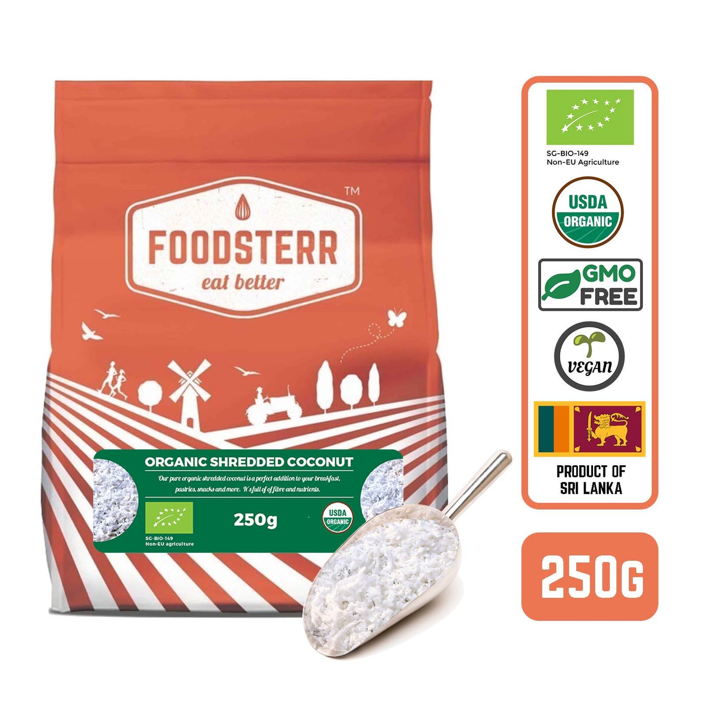 Organic Shredded Coconut, 0.25kg - Foodsterr PTE LTD