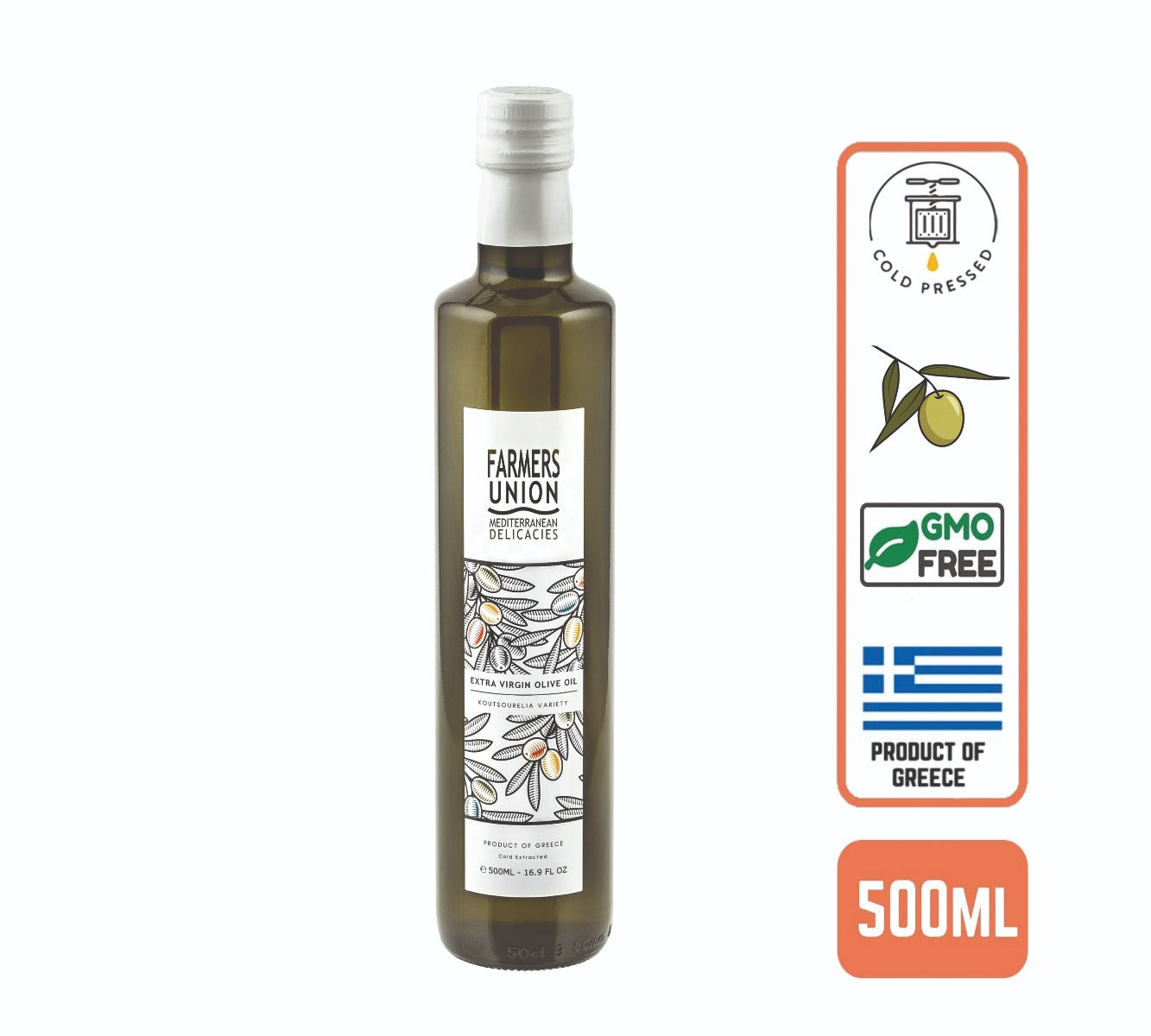 Farmers Union Extra Virgin Olive Oil Cold Pressed, 500ml - Conventional - Foodsterr PTE LTD