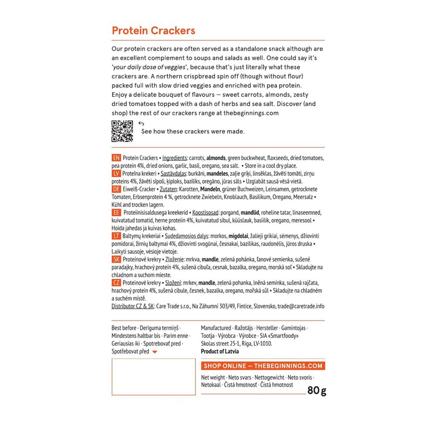 The Beginnings RAW Protein Crackers 80g