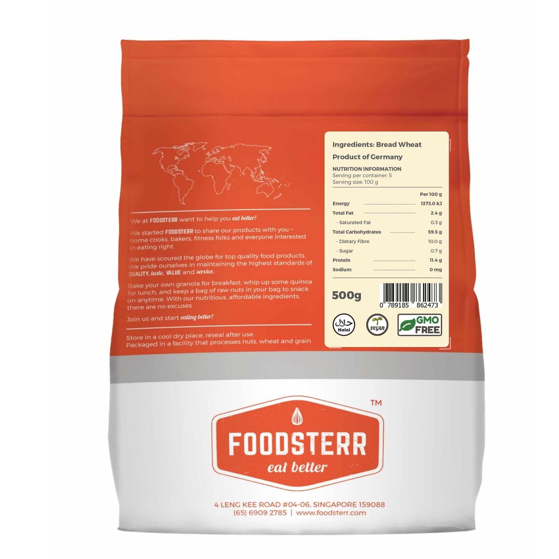 German Whole Meal Wheat Flour - Bright (Unbleached) - Foodsterr PTE LTD