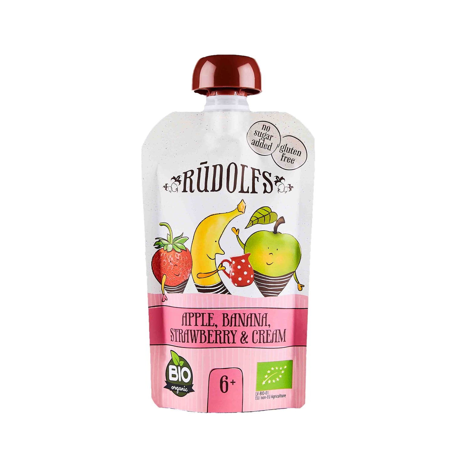 Rudolfs Organic Apple, Banana, Strawberry and Cream 6+ Months - Foodsterr PTE LTD