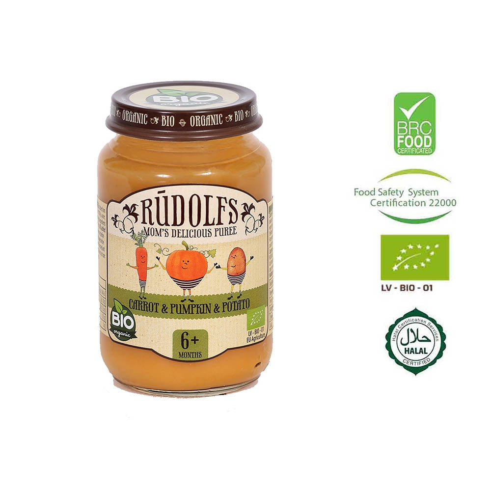 Rudolfs Organic Carrot, Pumpkin & Potato Puree - Foodsterr PTE LTD