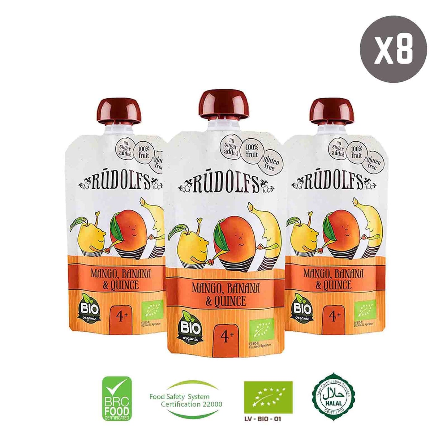Rudolfs Organic Mango, Banana & Quince 4+ Months (8 pcs) - Foodsterr PTE LTD