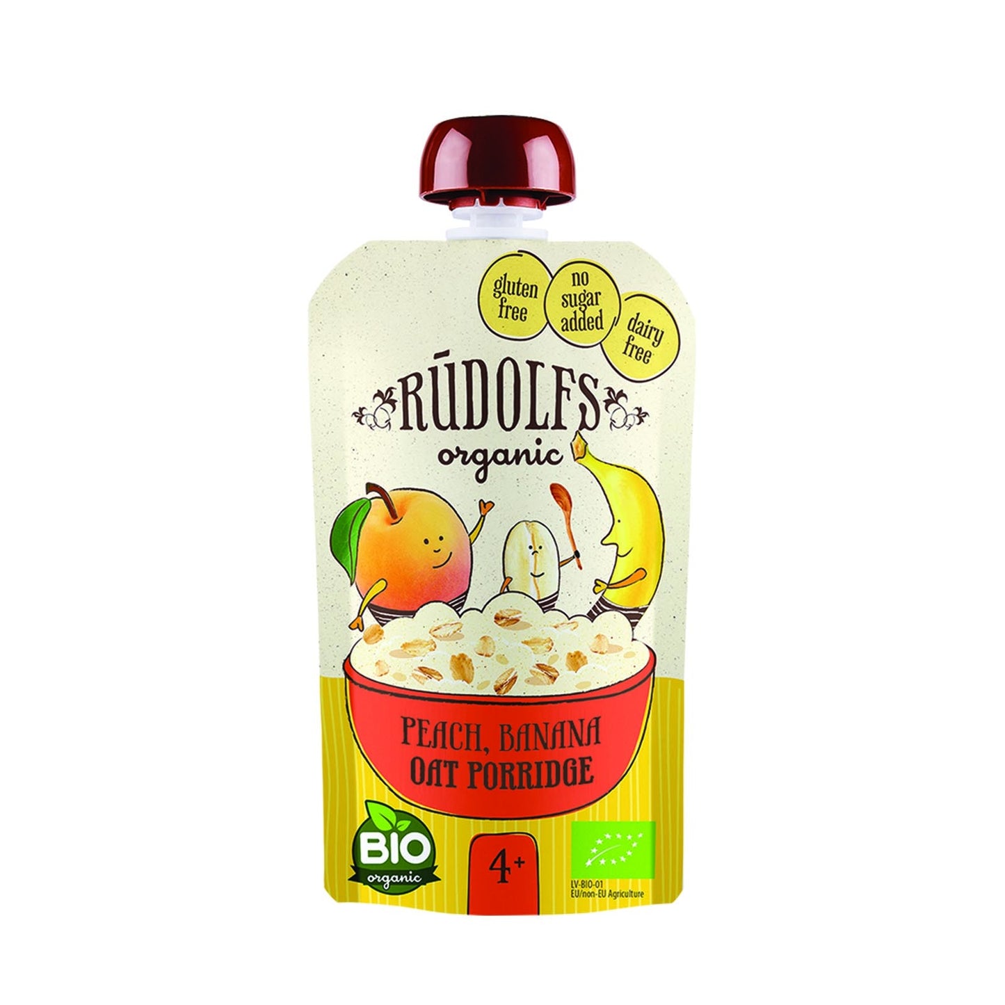 Rudolfs Baby Organic Peach Banana Oat Porridge 4+ Months - Foodsterr PTE LTD