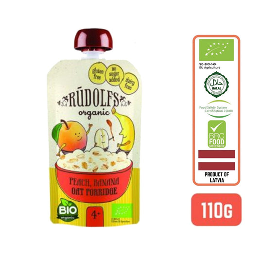 Rudolfs Baby Organic Peach Banana Oat Porridge 4+ Months - Foodsterr PTE LTD