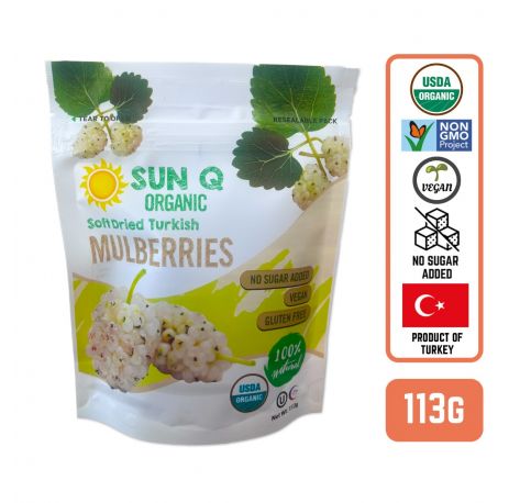 SunQ Organic Soft Dried Mulberries, 113g - Foodsterr PTE LTD