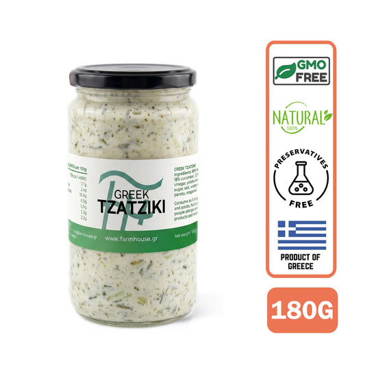 Farmhouse Greek Tzatziki. GMO & Preservative Free, 180g
