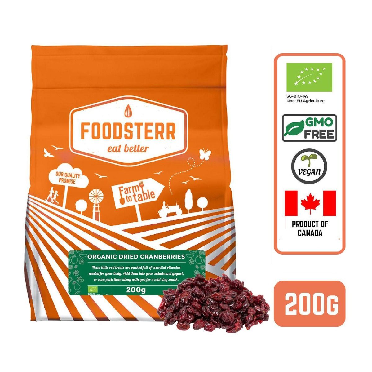Organic Dried Cranberries - Foodsterr PTE LTD