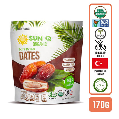 SunQ Organic Soft Dried Dates, 170g - Foodsterr PTE LTD