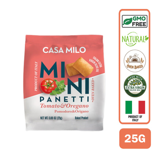 Casa Milo Mini Italian Baked Breadsticks Snack Panetti, All Natural Tomato/Oregano 25g
