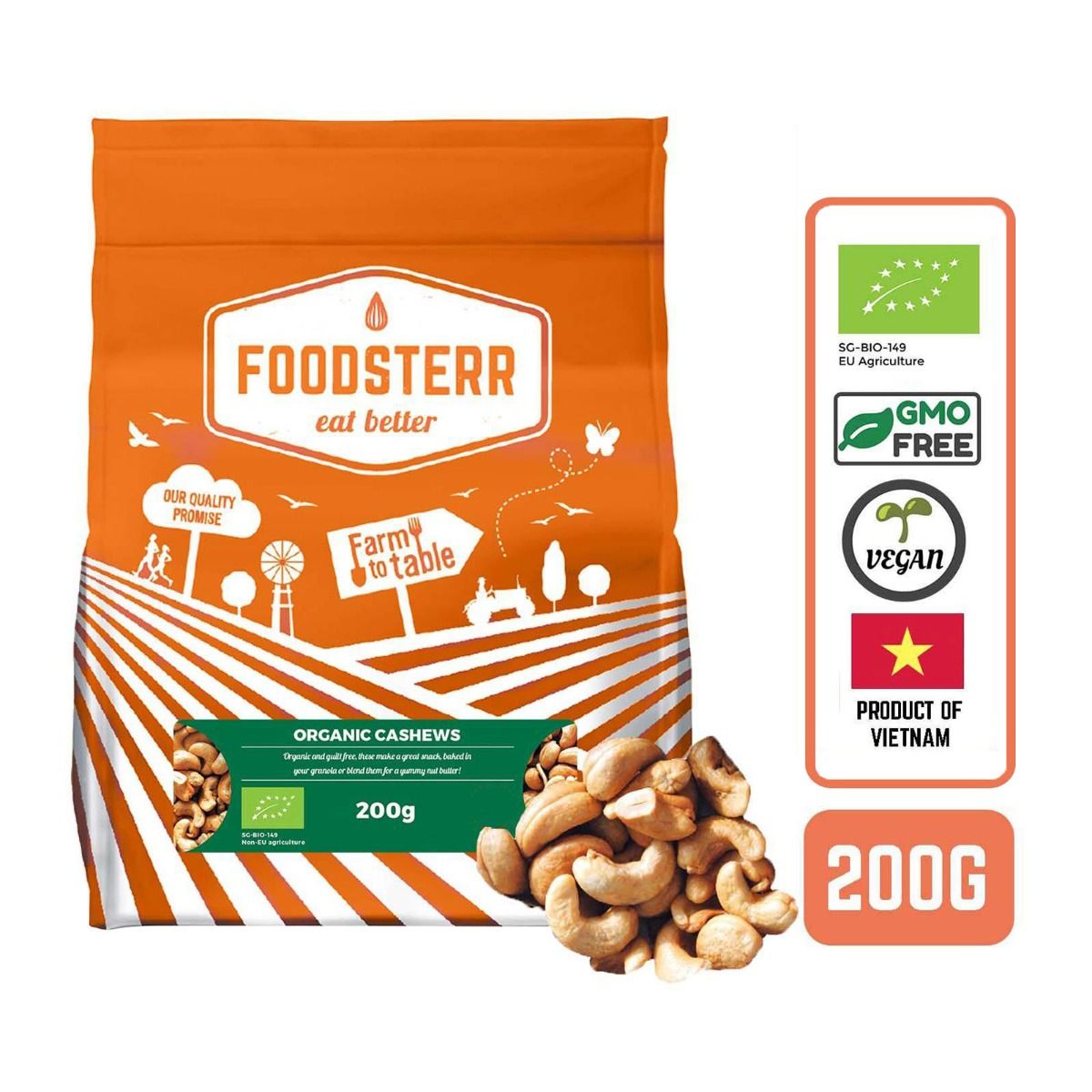 Organic Cashews, 200 grams - Foodsterr PTE LTD