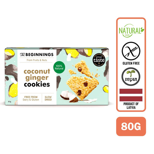 The Beginnings Raw Coconut Ginger Cookies, 80 g - Foodsterr PTE LTD