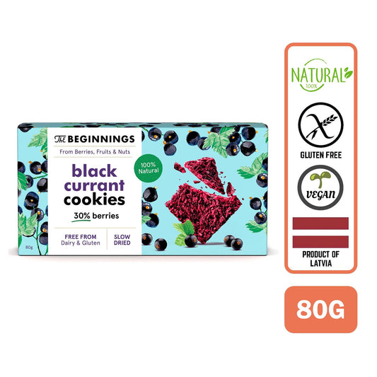 The Beginnings Raw Blackcurrant Cookies, 80 g - Foodsterr PTE LTD