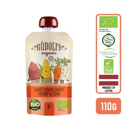 Rudolfs Baby Organic Sweet Potato, Carrot, Parsnip & Corn 6+ Months