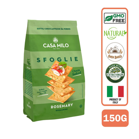 Casa Milo Italian Baked Flatbread Crisps Sfoglie All Natural Rosemary 150g