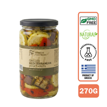 Farmhouse Greek Grilled Vegetables Mix (Zucchini, Eggplant, Pepper). GMO & Preservative Free, 270g