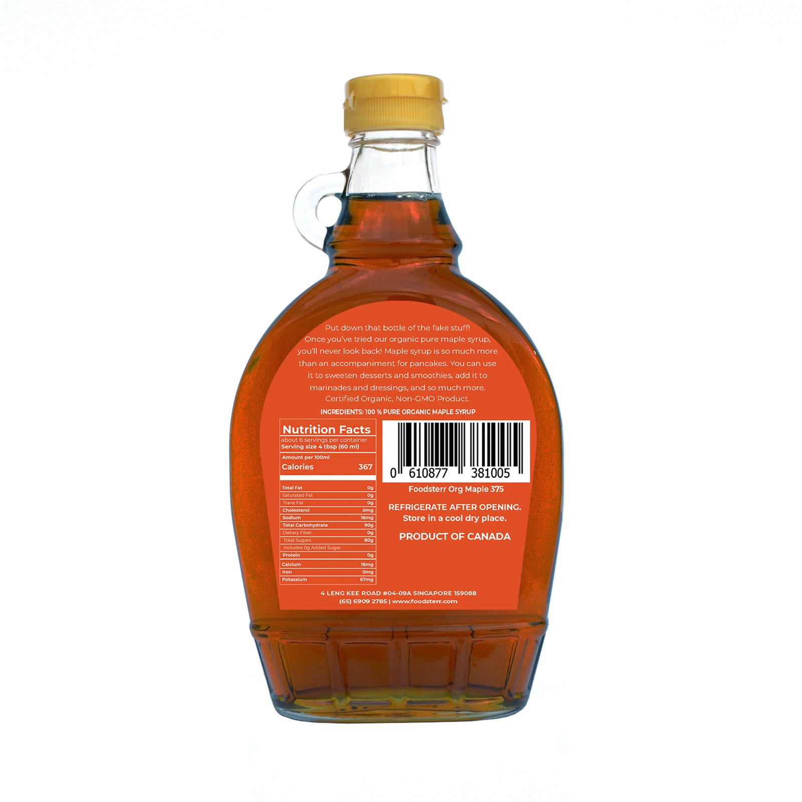 Foodsterr Organic Maple Syrup, 375ml - Foodsterr PTE LTD