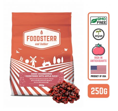 Foodsterr Natural Cranberries sweetened with Apple juice, 250g - Foodsterr PTE LTD