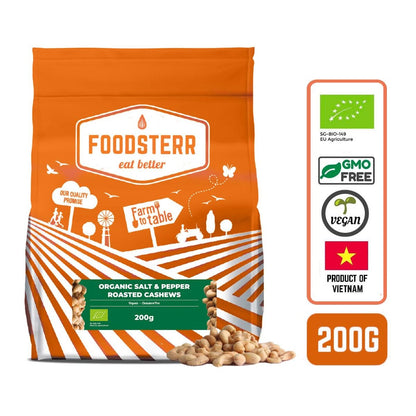 Foodsterr Organic Salt & Pepper Roasted Cashews 200g - Foodsterr PTE LTD